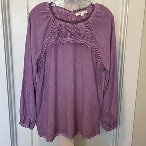 Andree Lavender Lace Detail Blouse